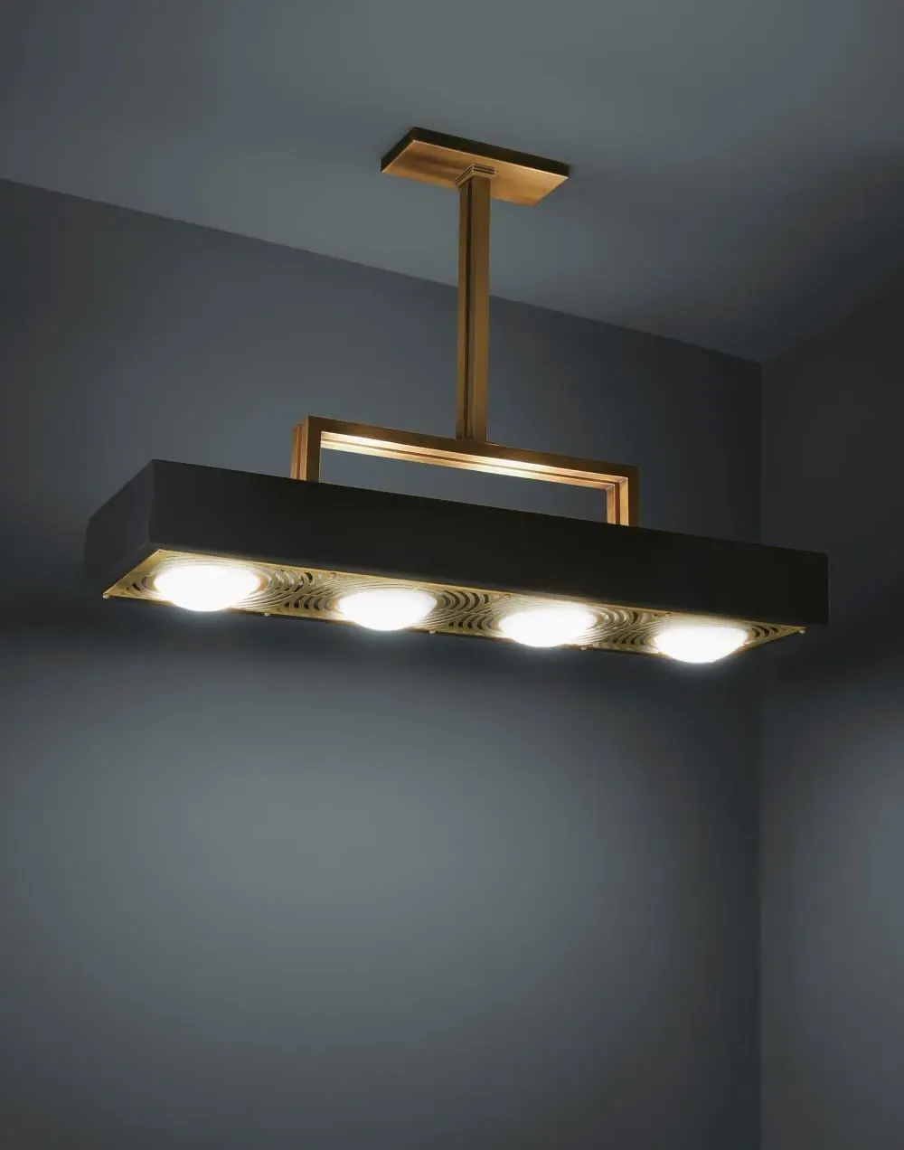 Kernel Pendant Light with 4 Globes - Blue, Brass