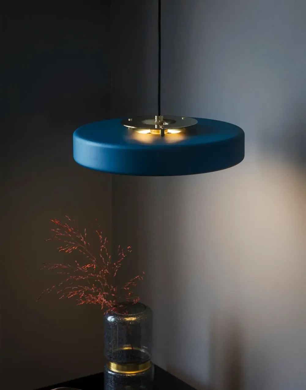 Pendant Light with Dual Glow - Blue, Brass
