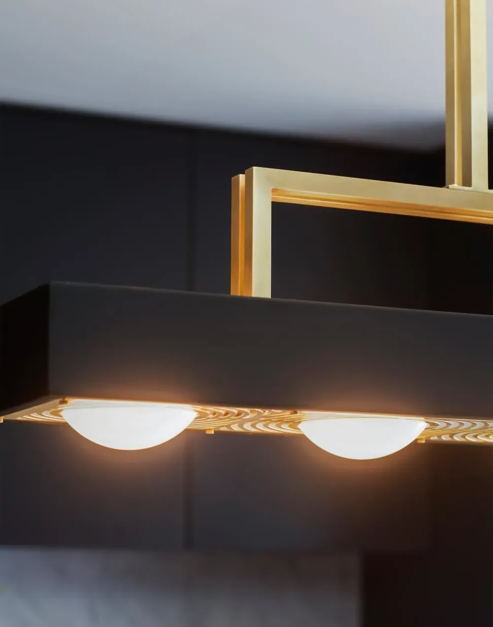 Pendant Light with Glass Globes - Black, Brass