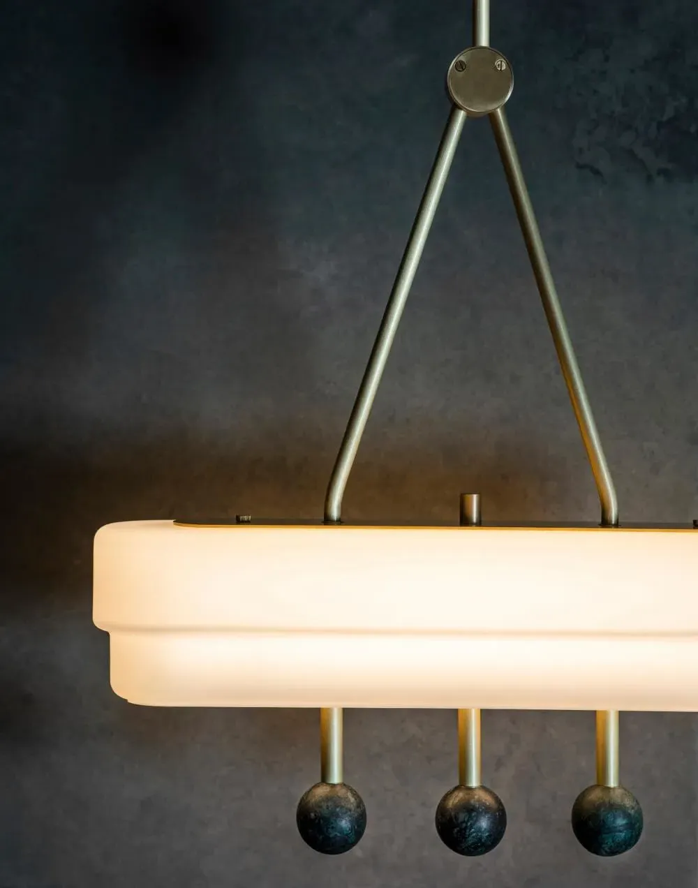 Pendant Light with Marble Orbs - White, Glass