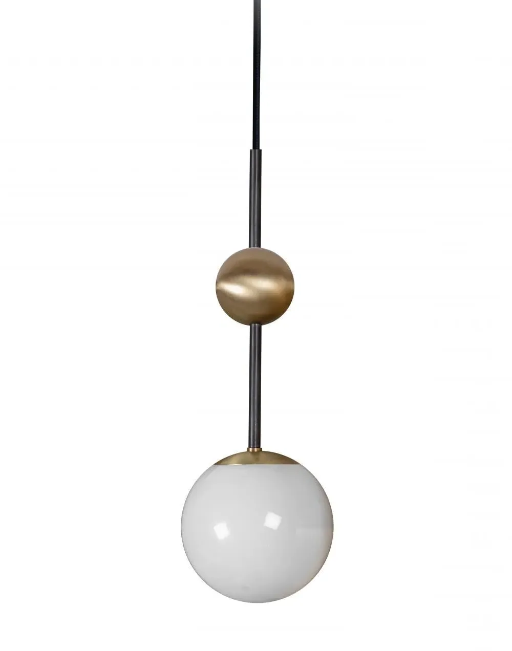 Pendant Light with Opal Globe - Brass image