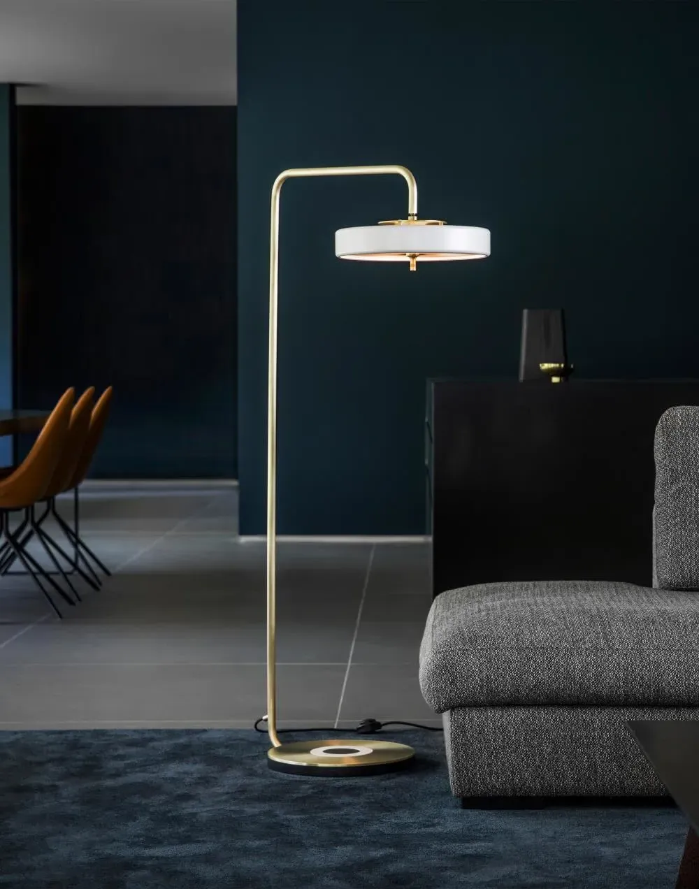 Revolve Floor Lamp with Diffuser - White, Brass