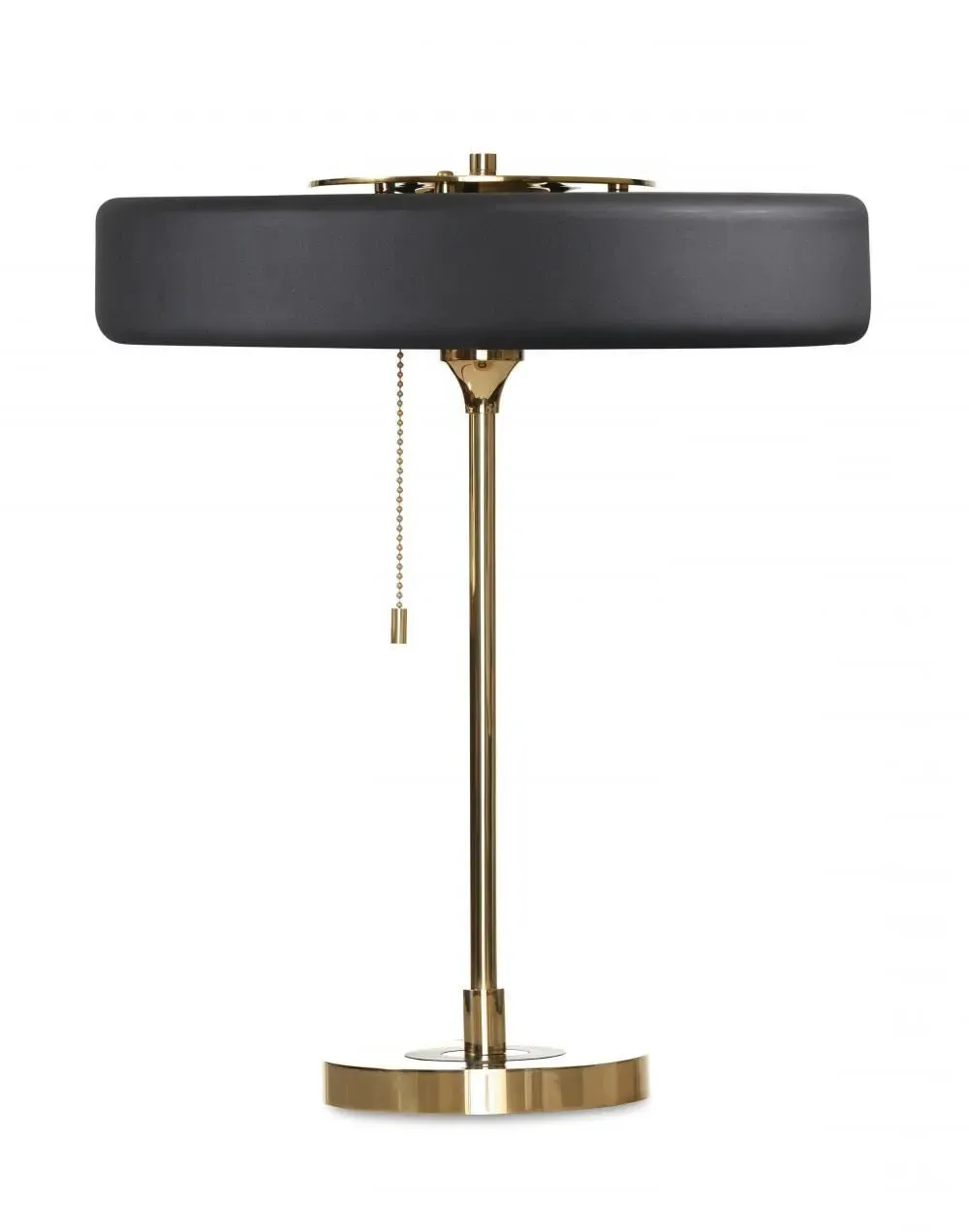 Revolve Table Lamp with Pull Chain - White, Brass