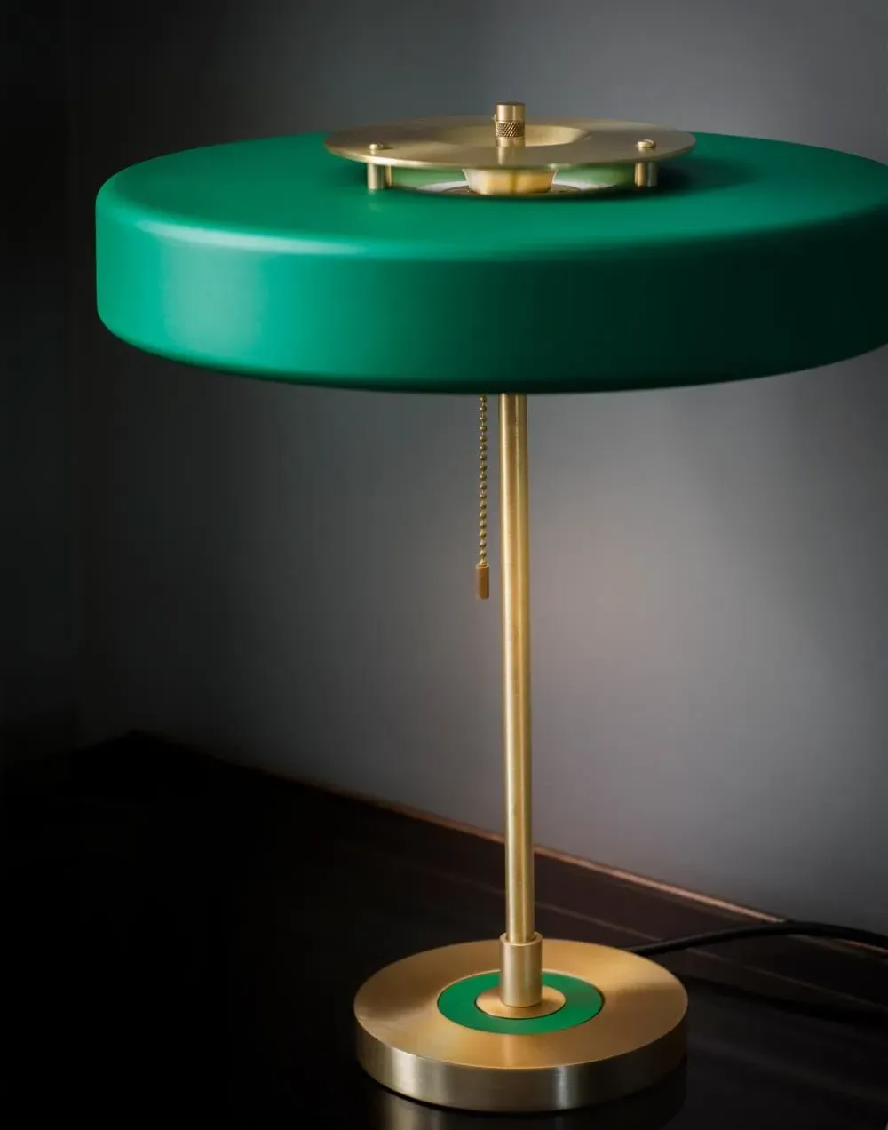 Revolve Table Lamp with Pull Chain - White, Brass