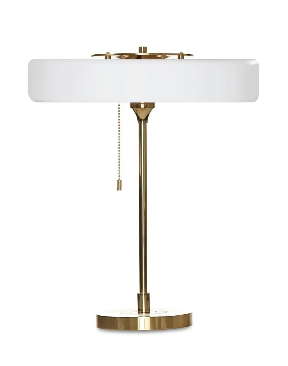 Revolve Table Lamp with Pull Chain - White, Brass image
