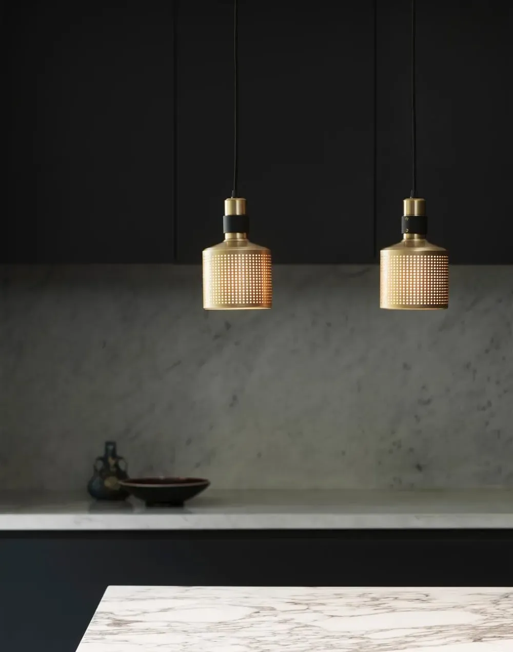 Single Pendant Light - Black, Brass