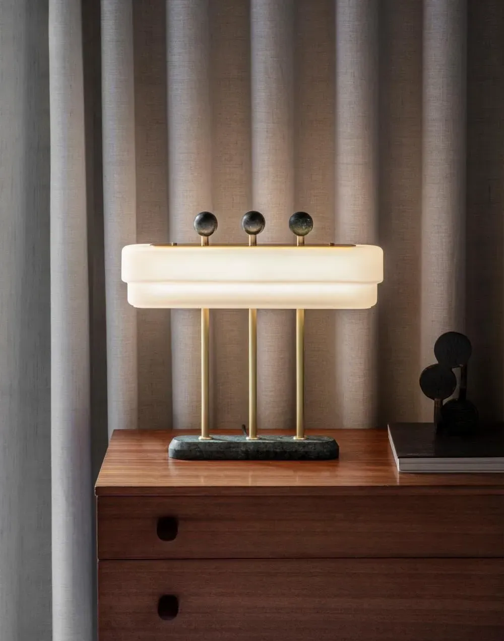 Table Lamp with Marble Base - White, Glass