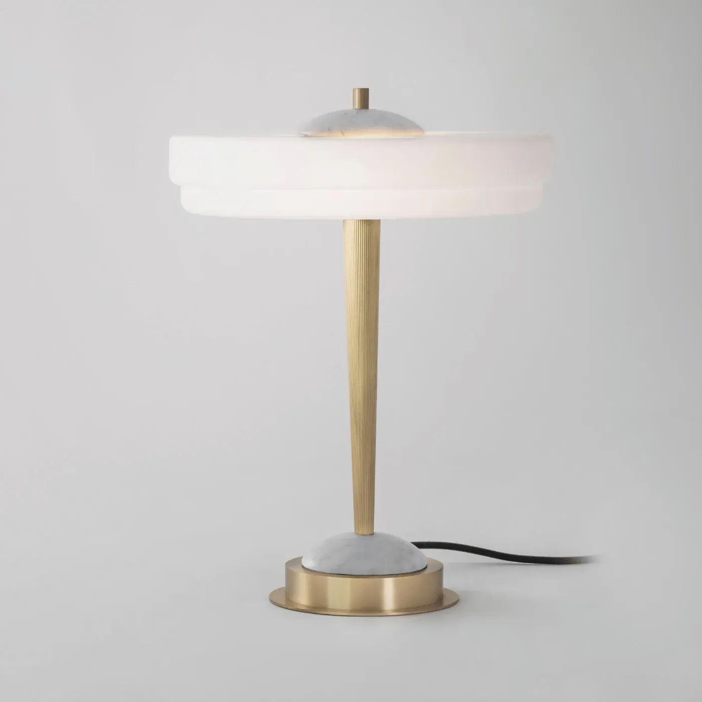 Table Lamp with Marble Detail - Green, Brass