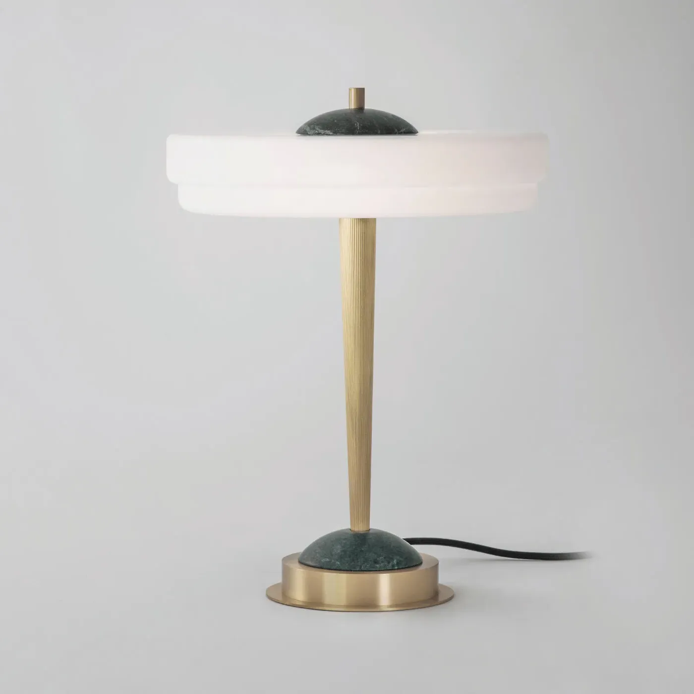 Table Lamp with Marble Detail - Green, Brass image