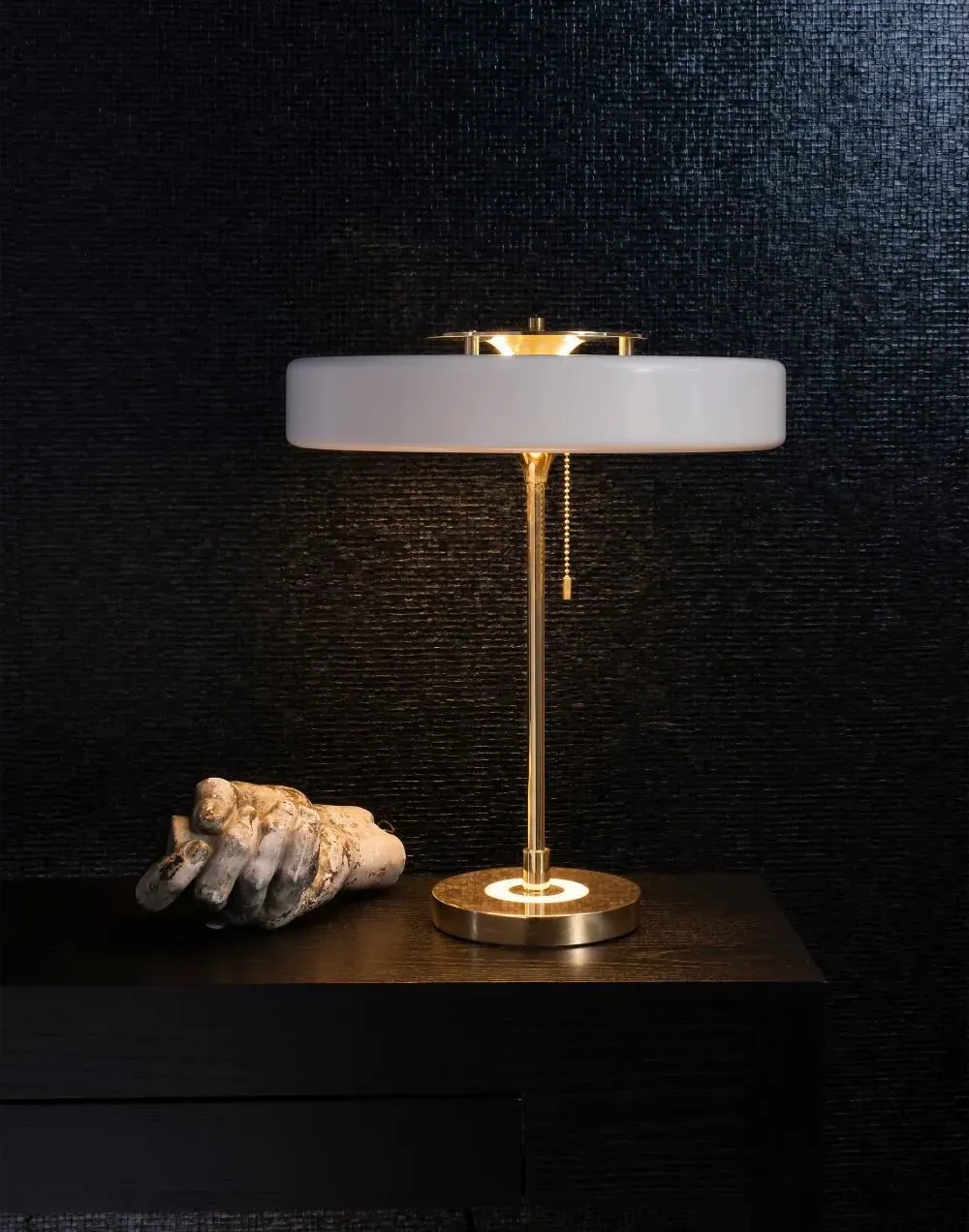 Table Lamp with Pull Chain - Blue, Brass