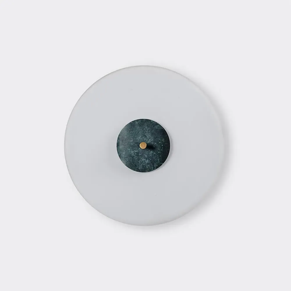Wall Light with Marble Center - Green, Brass
