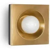 Wall Light with Opal Globe - Black, Brass