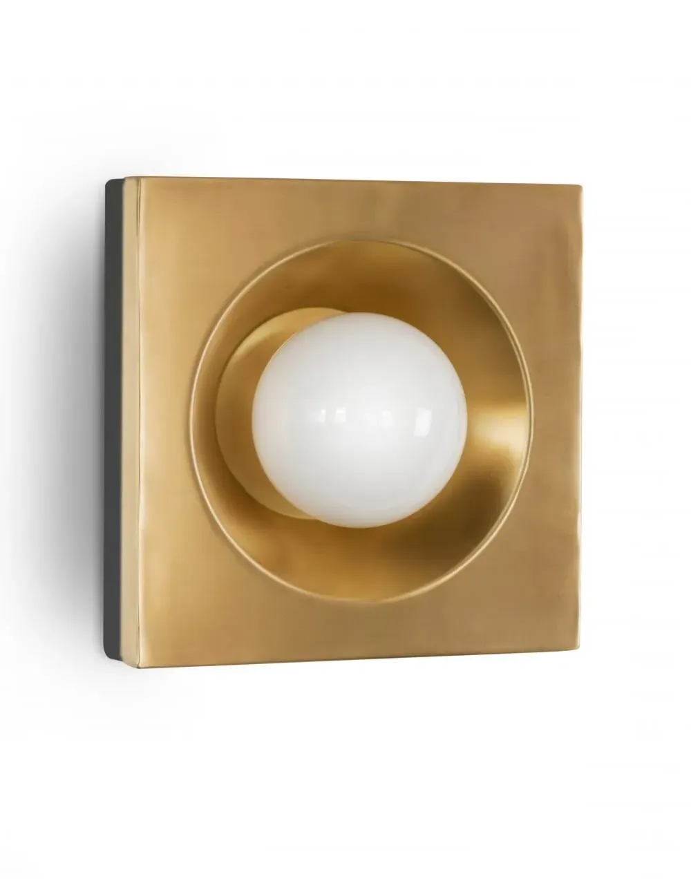 Wall Light with Opal Globe - Black, Brass