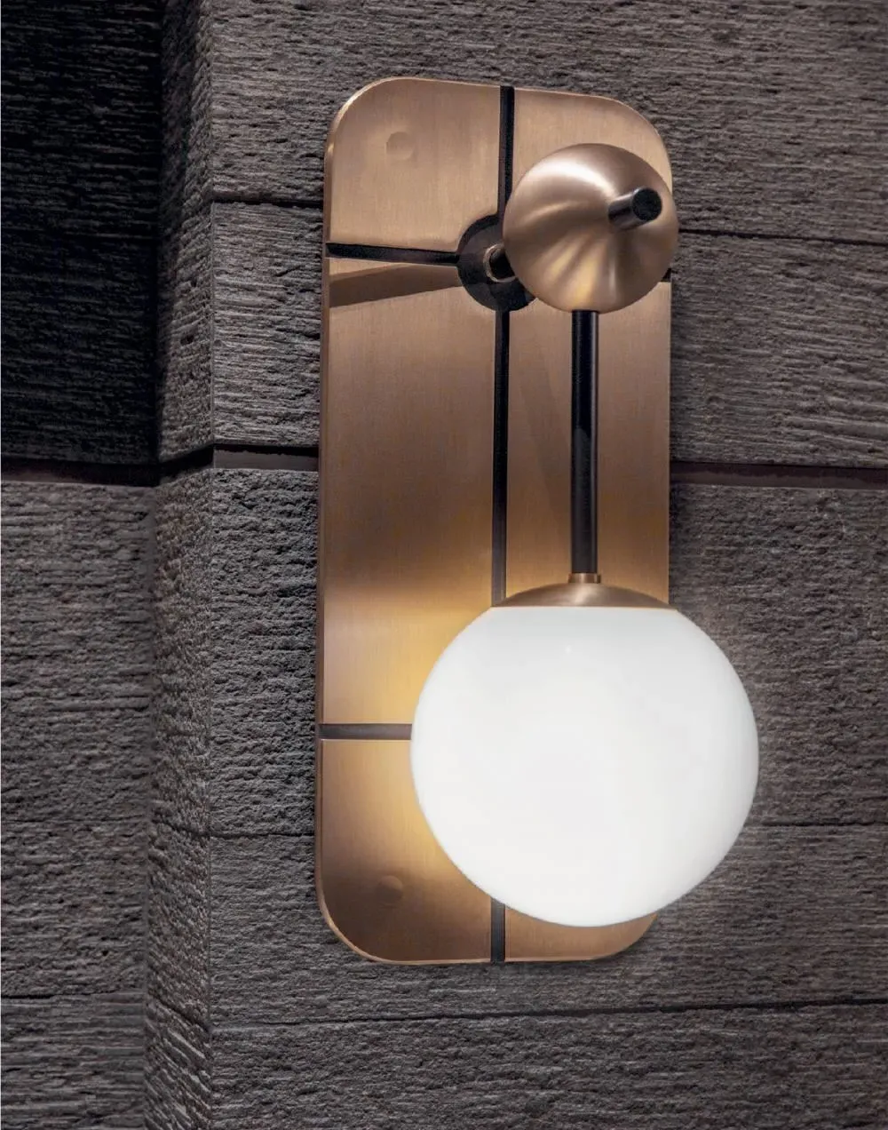 Wall Light with Opal Globe - Brass