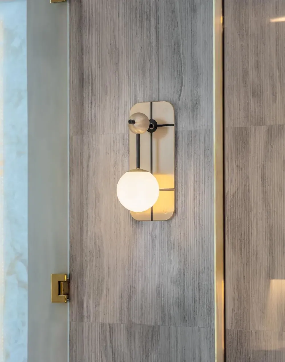 Wall Light with Opal Globe - Brass