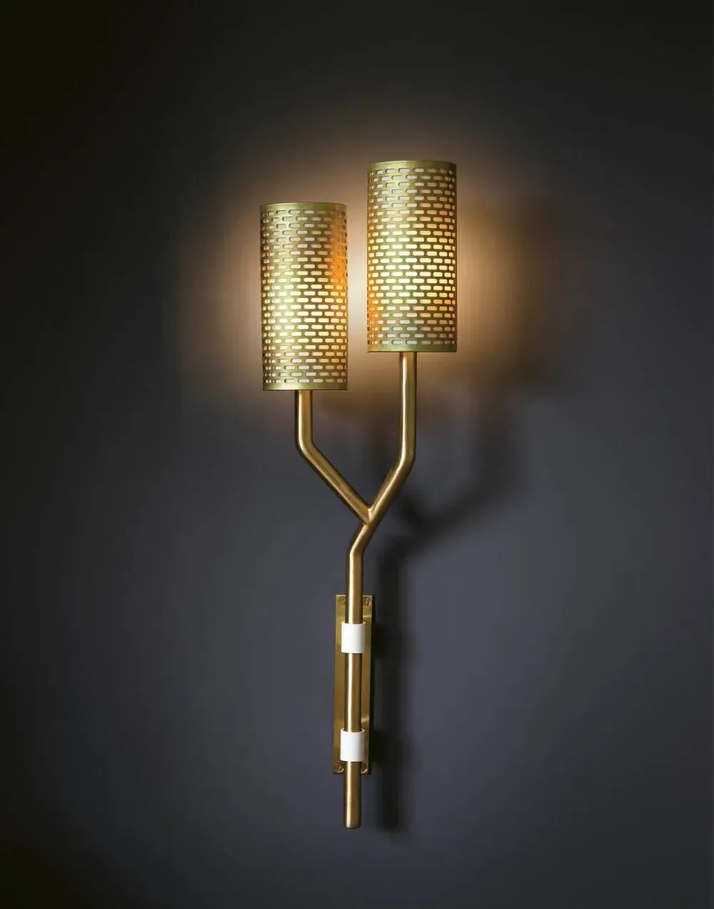 Yew Left Hand Wall Light - Brass, White