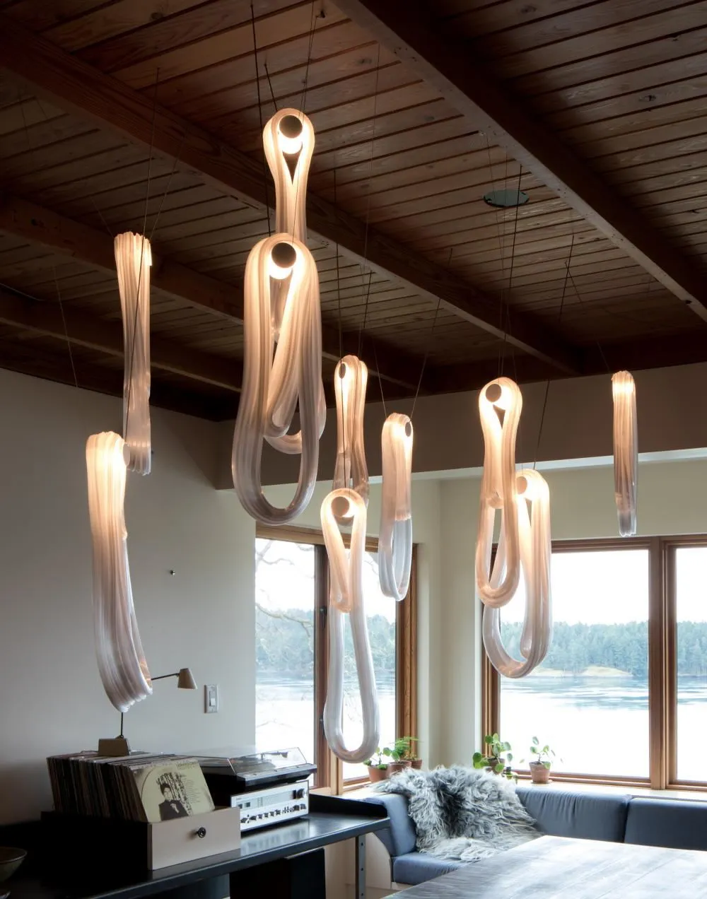 3-Cluster Pendant Light with Xenon Bulb - Glass