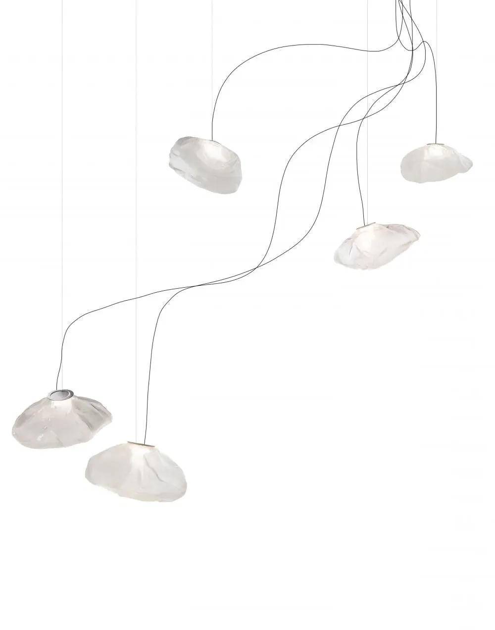 5-Light Pendant Light Semi Rigid - Grey, Glass
