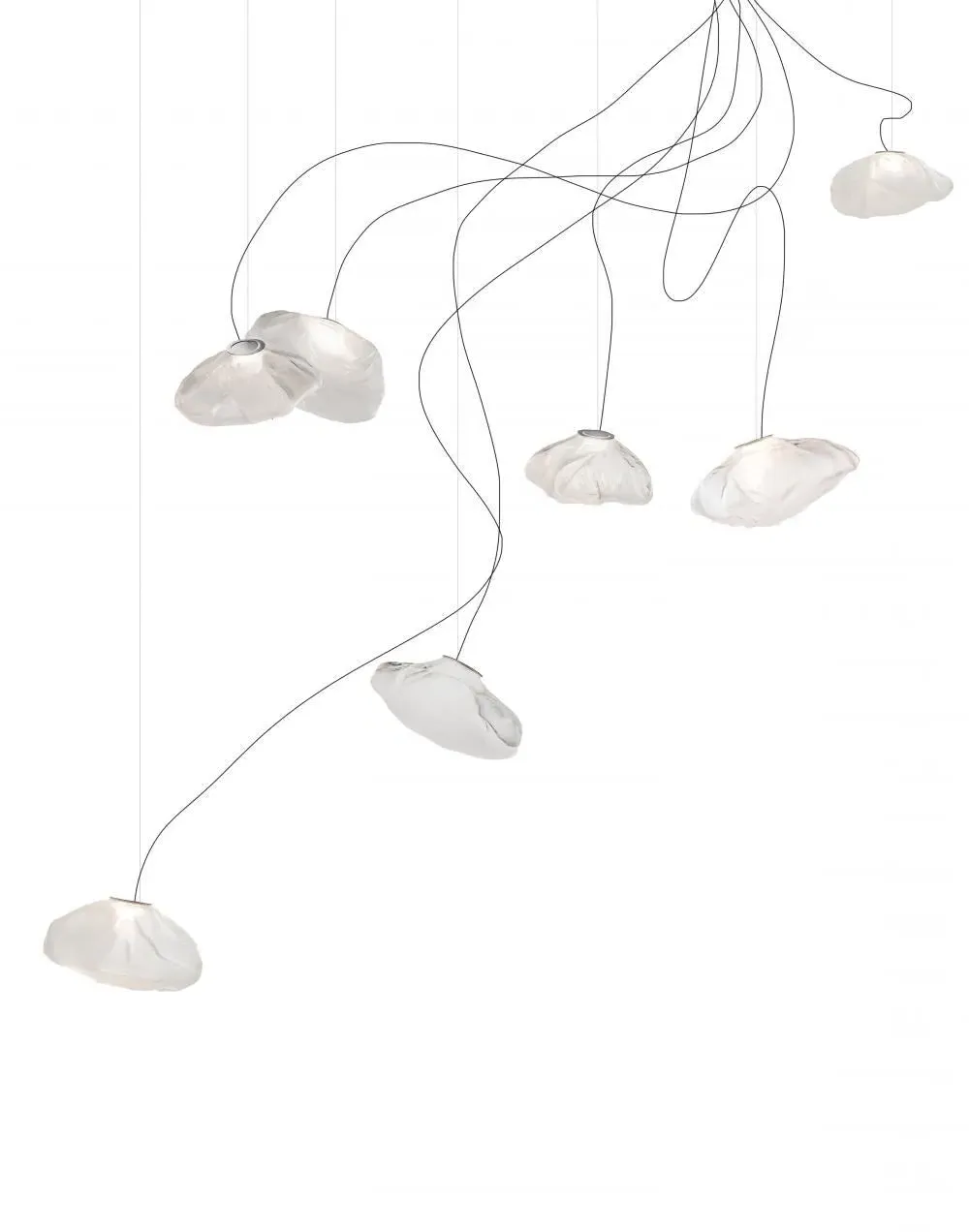 7-Light Pendant Light Semi Rigid - Grey, Glass