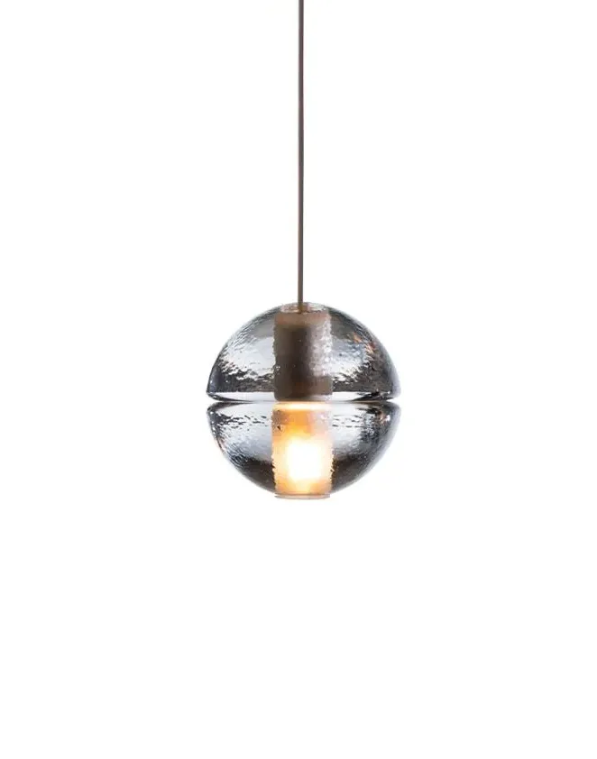 Single Pendant Light with Shallow Canopy - Smoked Glass