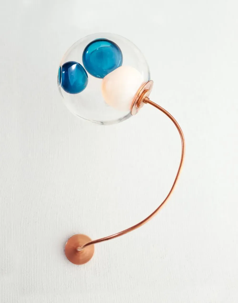 Surface Light with Glass Bubble - Blue, Copper