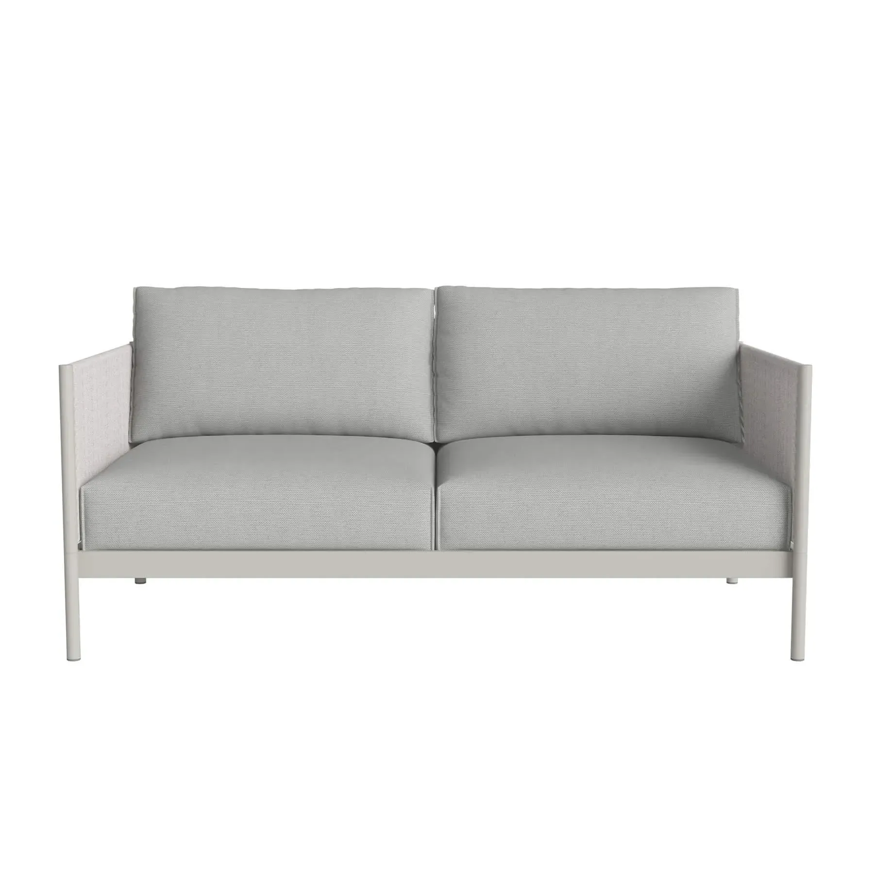 2-Seater Garden Sofa with Cord Arms - Light Grey