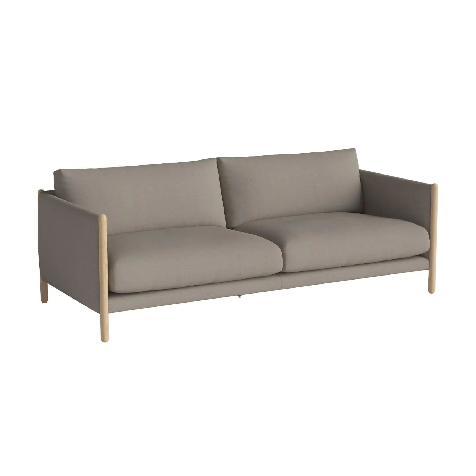 2.5-Seater Sofa with Oak Frame - Beige, Fabric image