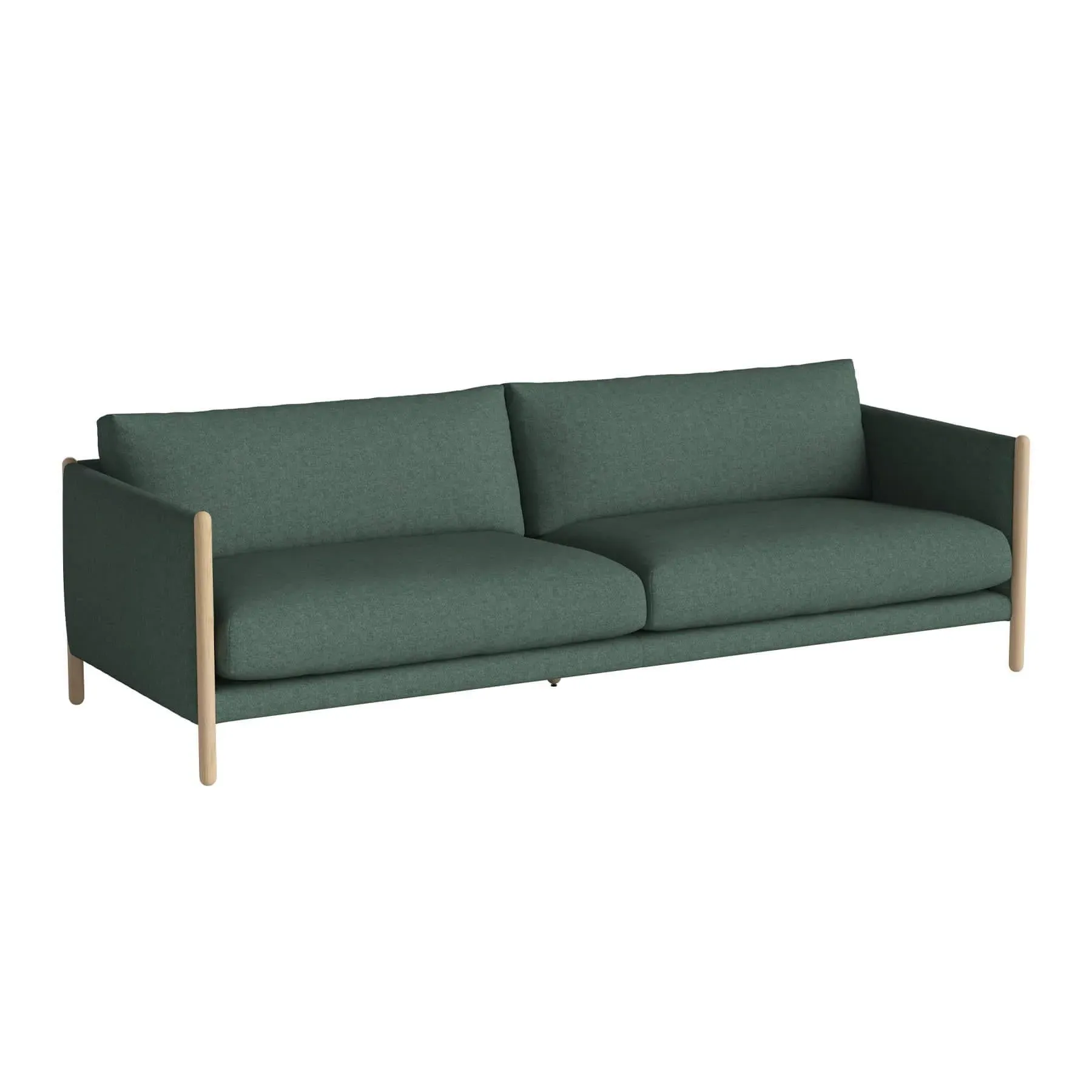 2.5-Seater Sofa with Oak Frame - Green, Fabric