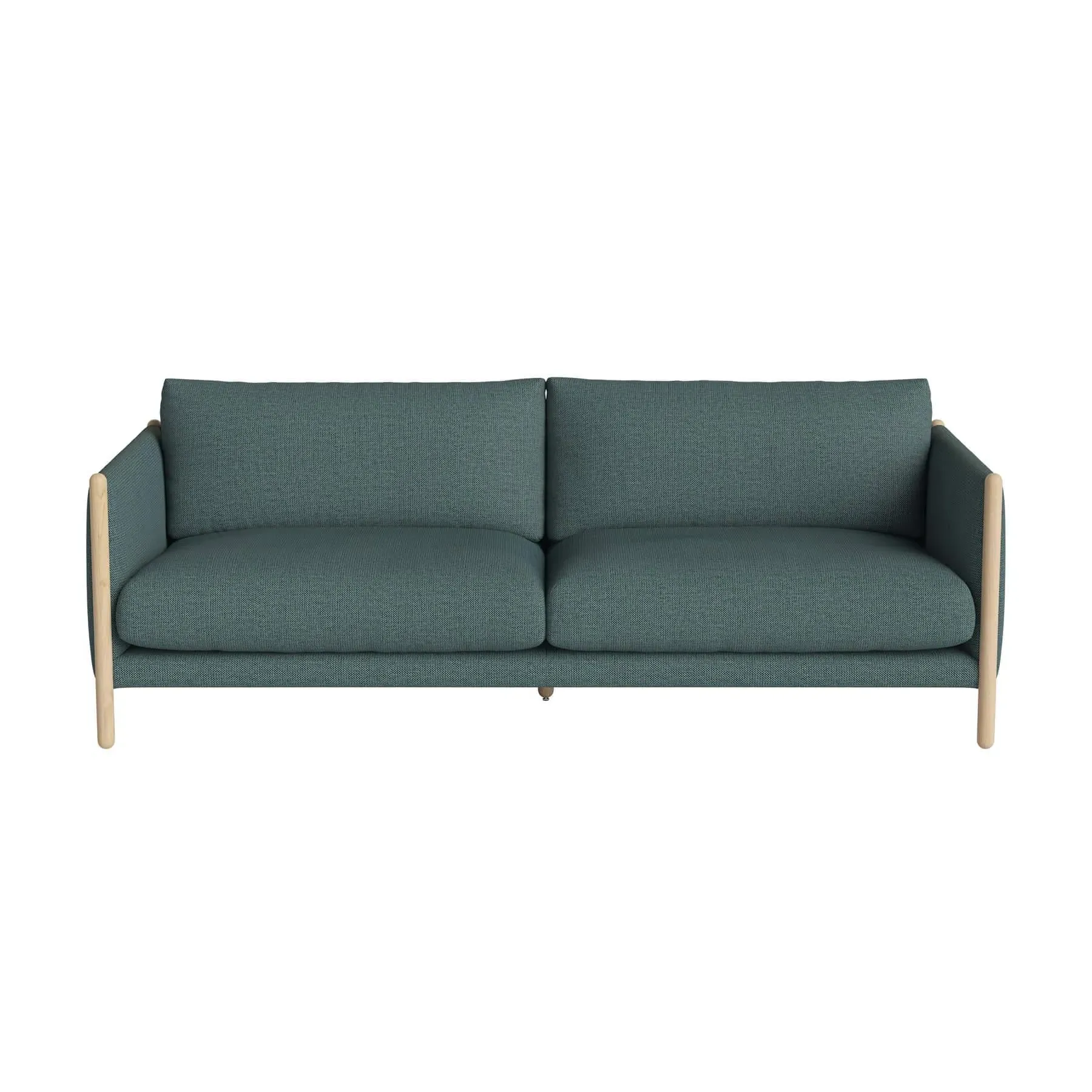 2.5-Seater Sofa with Oak Frame - Green, Fabric