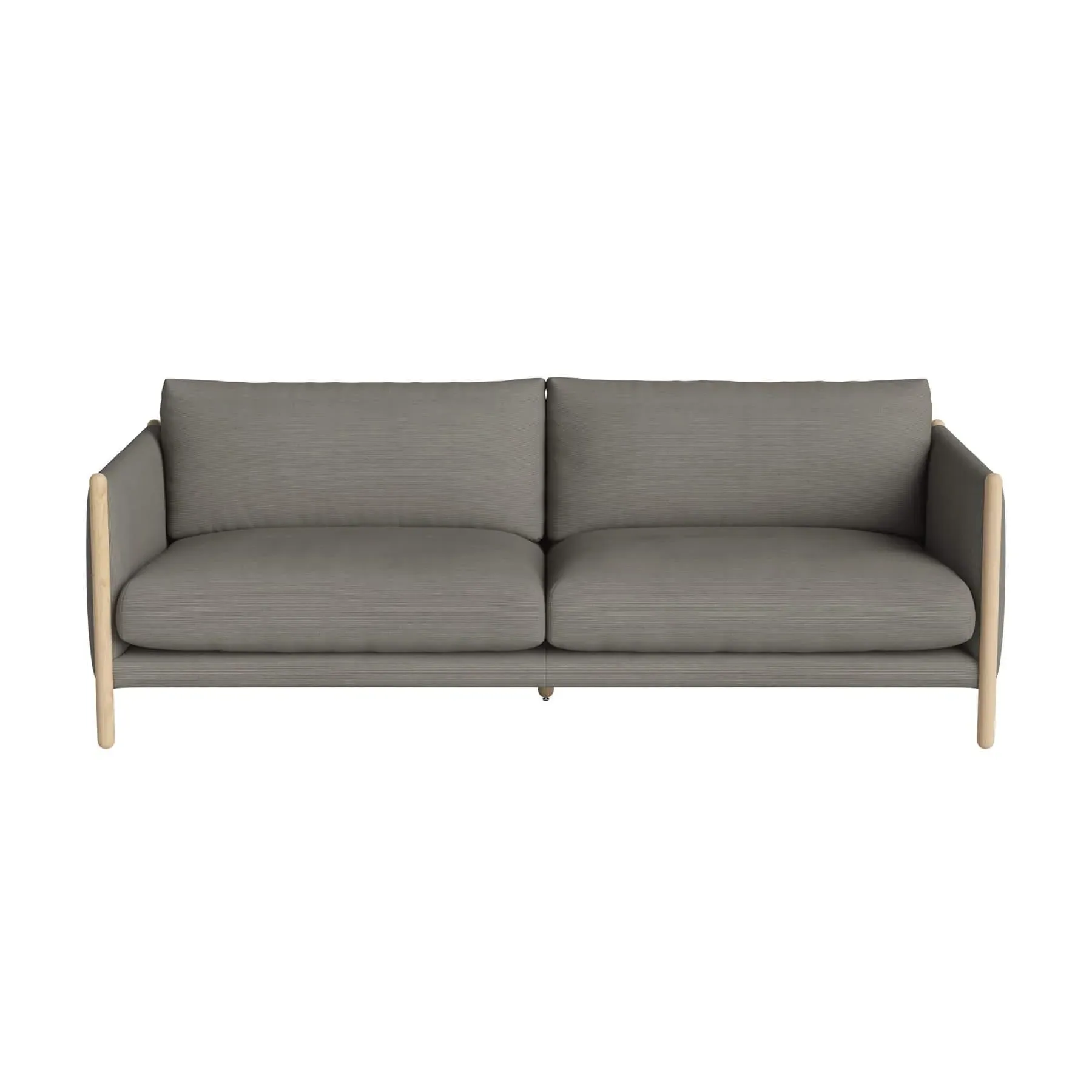 2.5-Seater Sofa with Oak Frame - Grey, Fabric