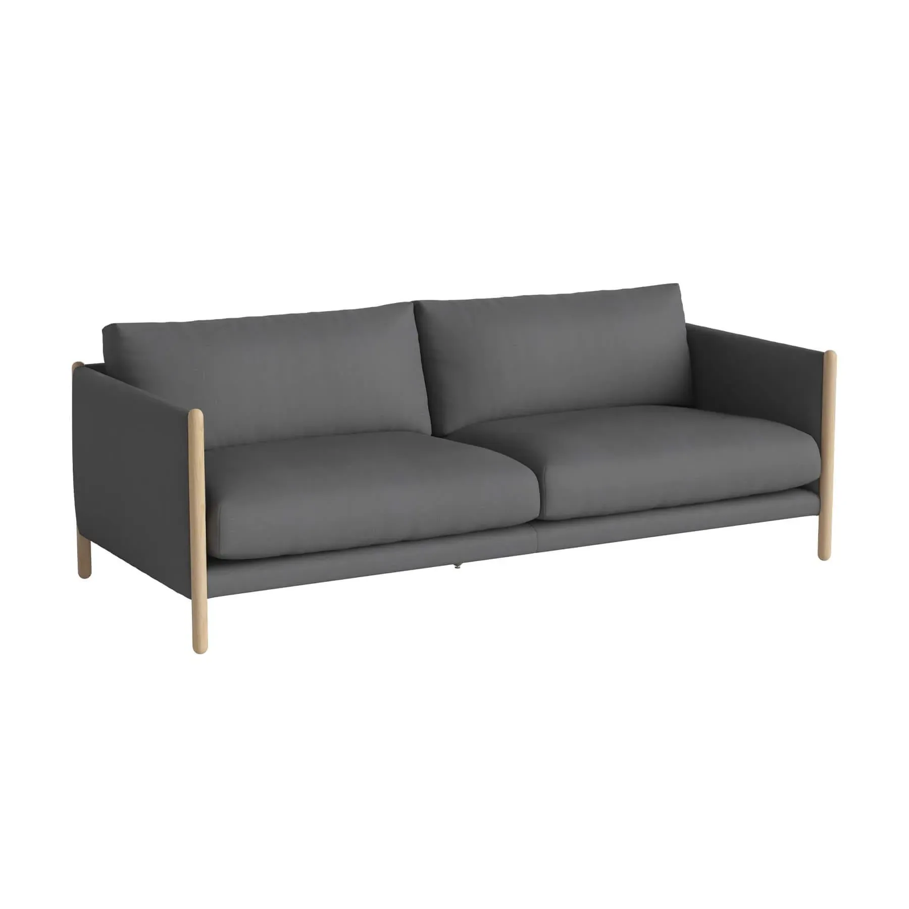 2.5-Seater Sofa with Oak Frame - Grey, Fabric