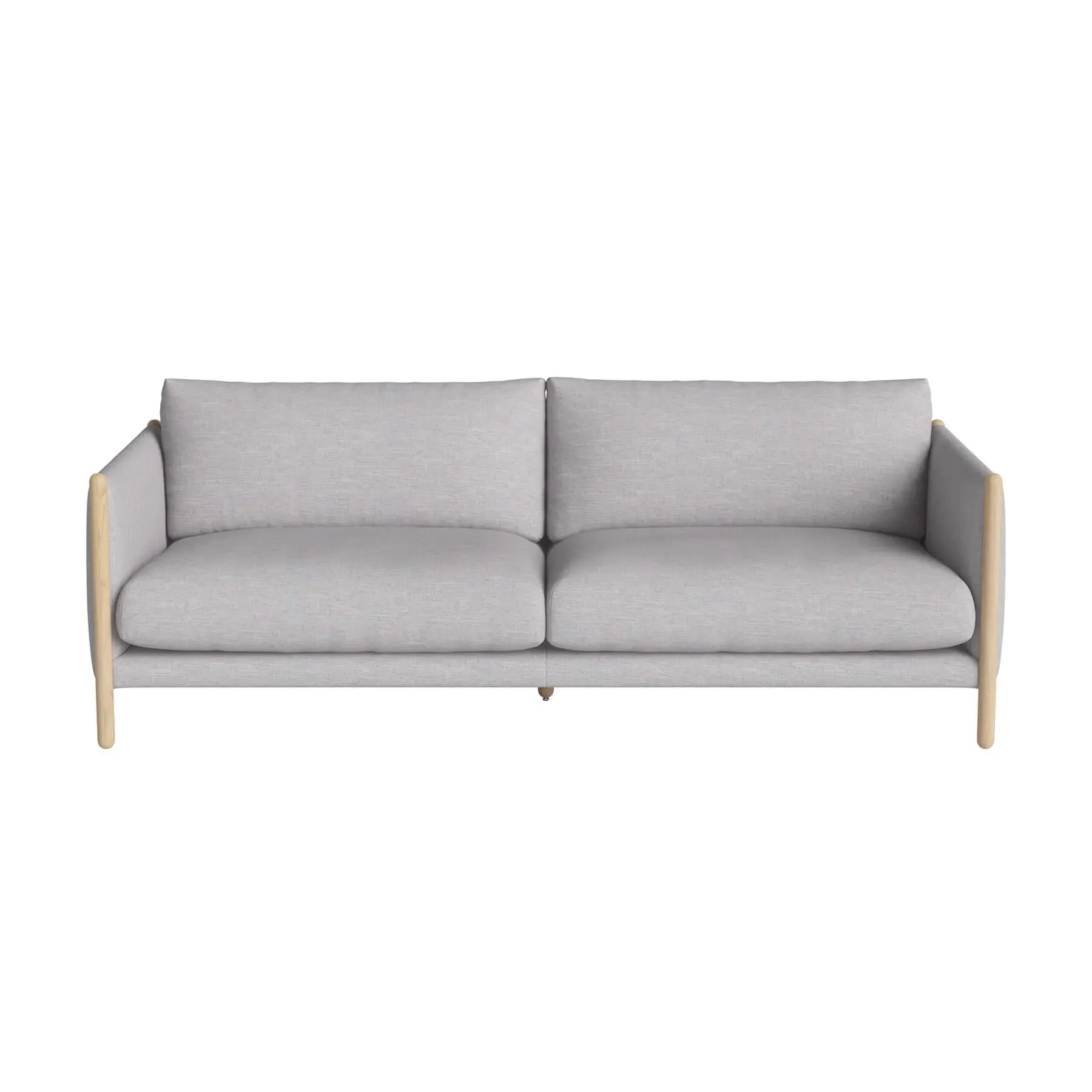 2.5-Seater Sofa with Oak Frame - Grey, Fabric