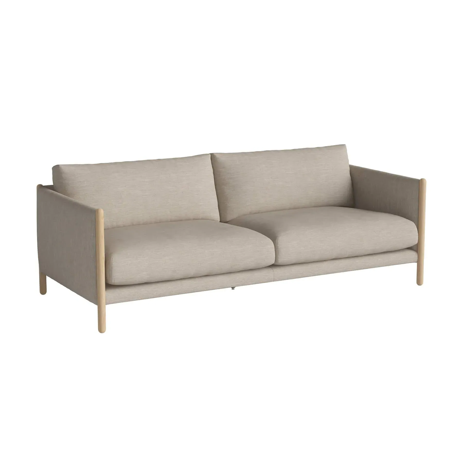 2.5-Seater Sofa with Oak Frame - Sand, Fabric