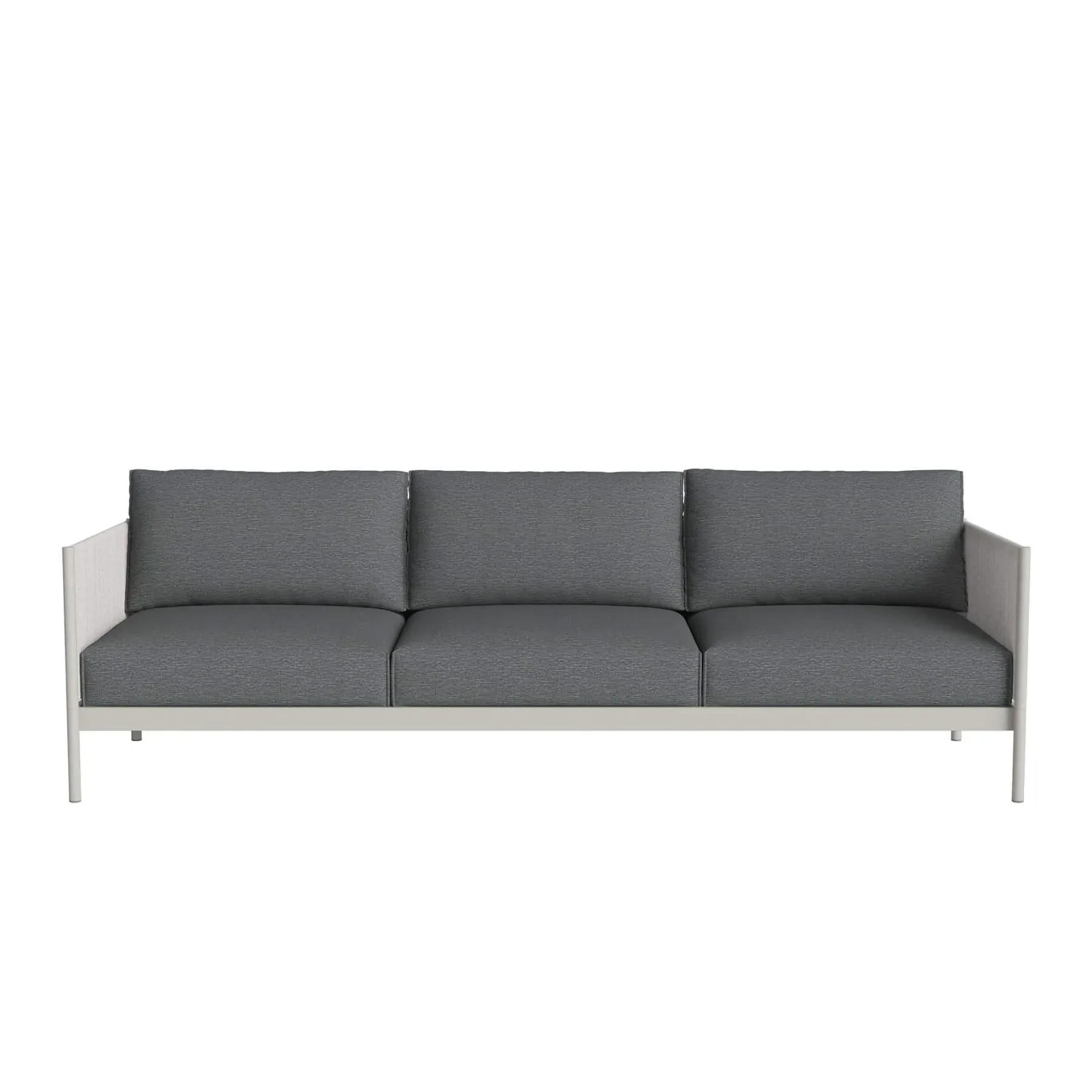 3-Seater Garden Sofa with Cord Arms - Grey