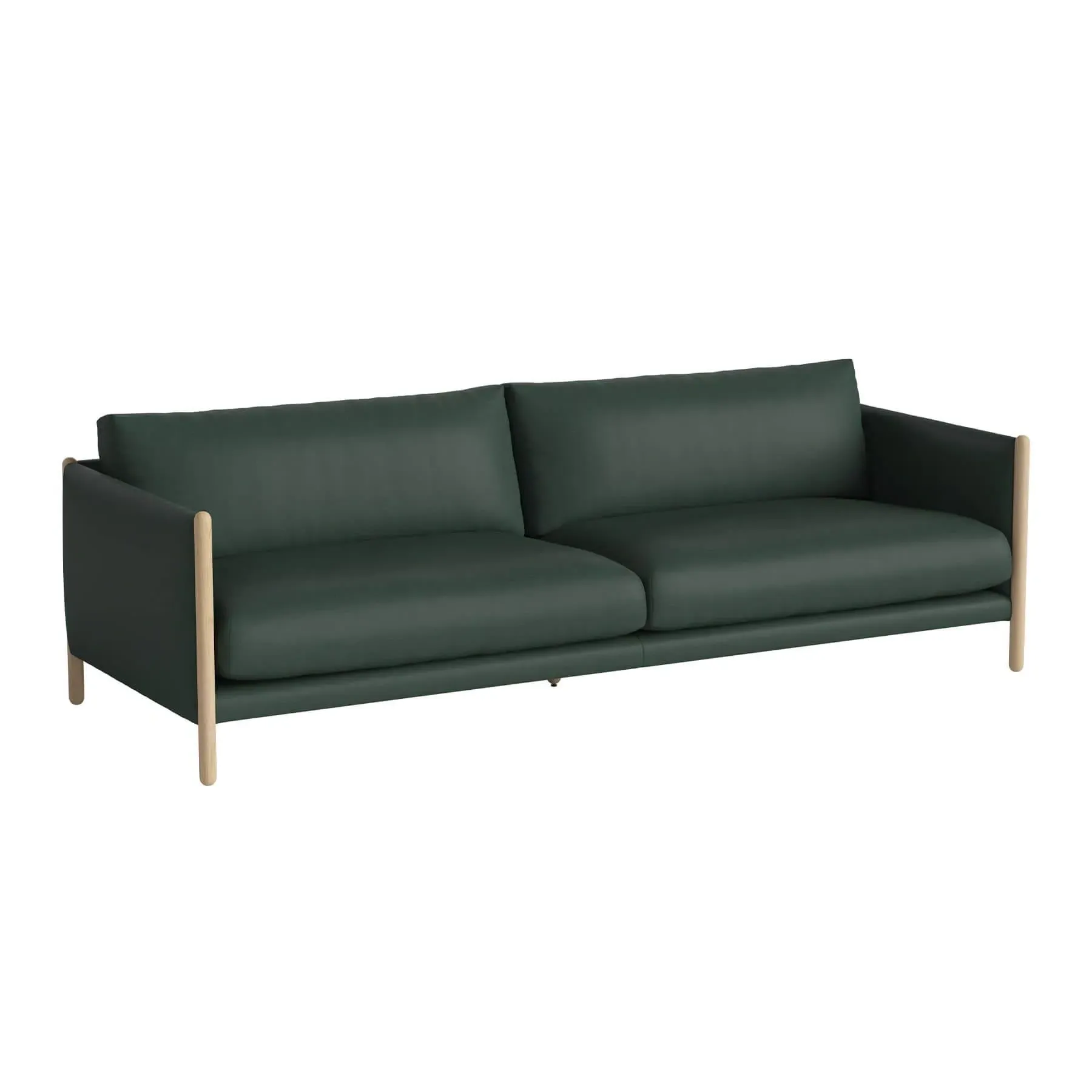 3-Seater Sofa with Oak Frame - Green, Fabric