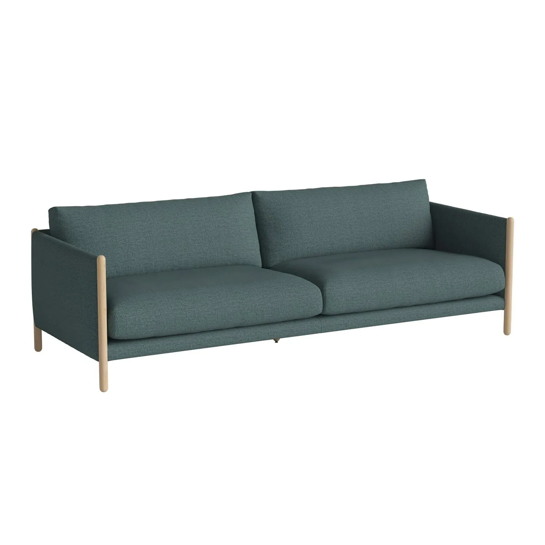 3-Seater Sofa with Oak Frame - Green, Fabric