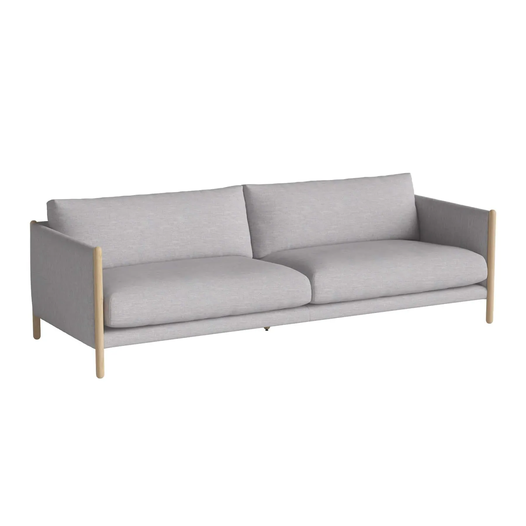 3-Seater Sofa with Oak Frame - Grey, Fabric