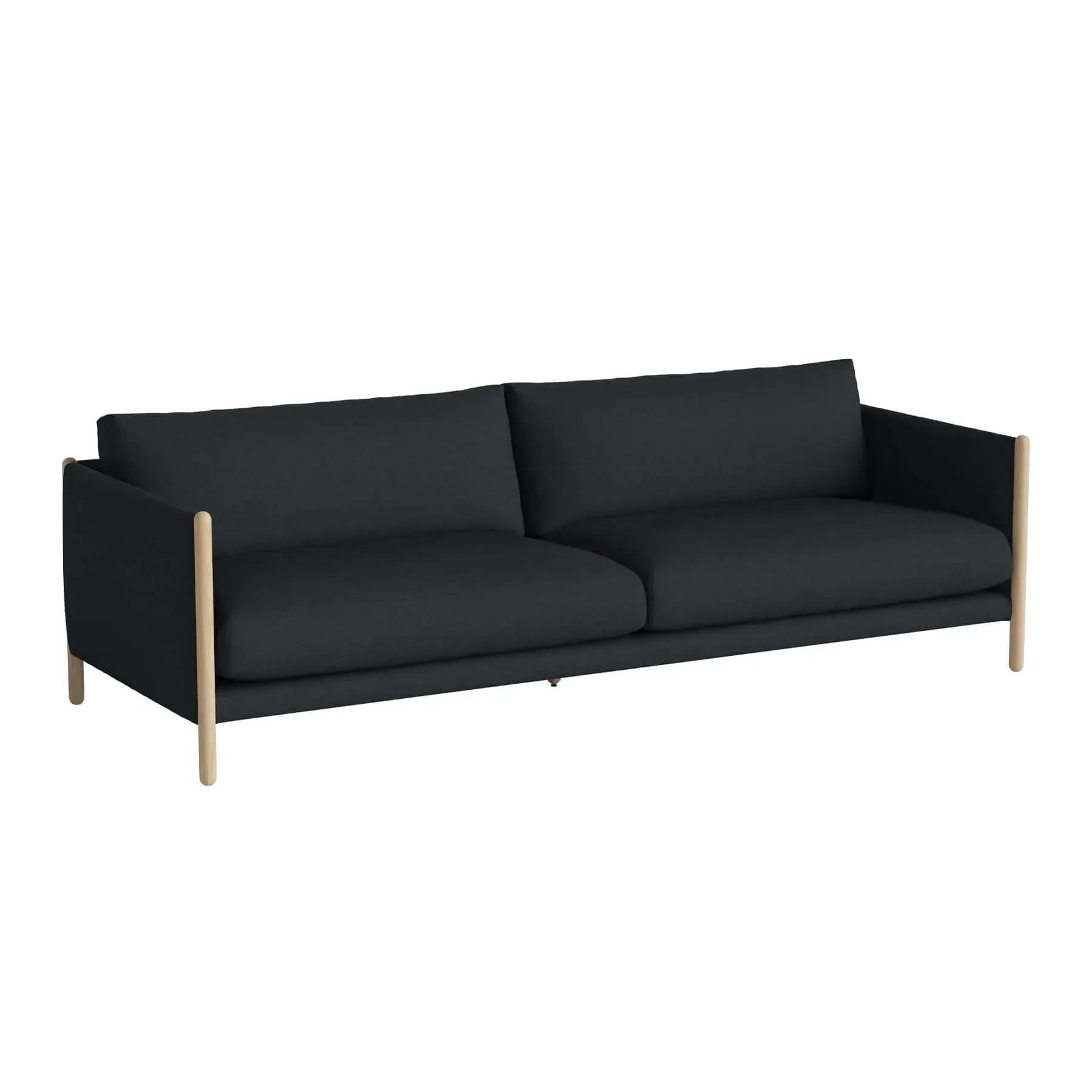 3-Seater Sofa with Oak Frame - Navy, Fabric