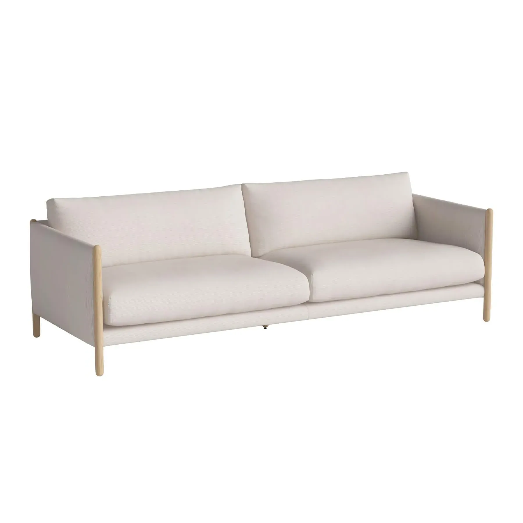 3-Seater Sofa with Padding - Beige, Oak