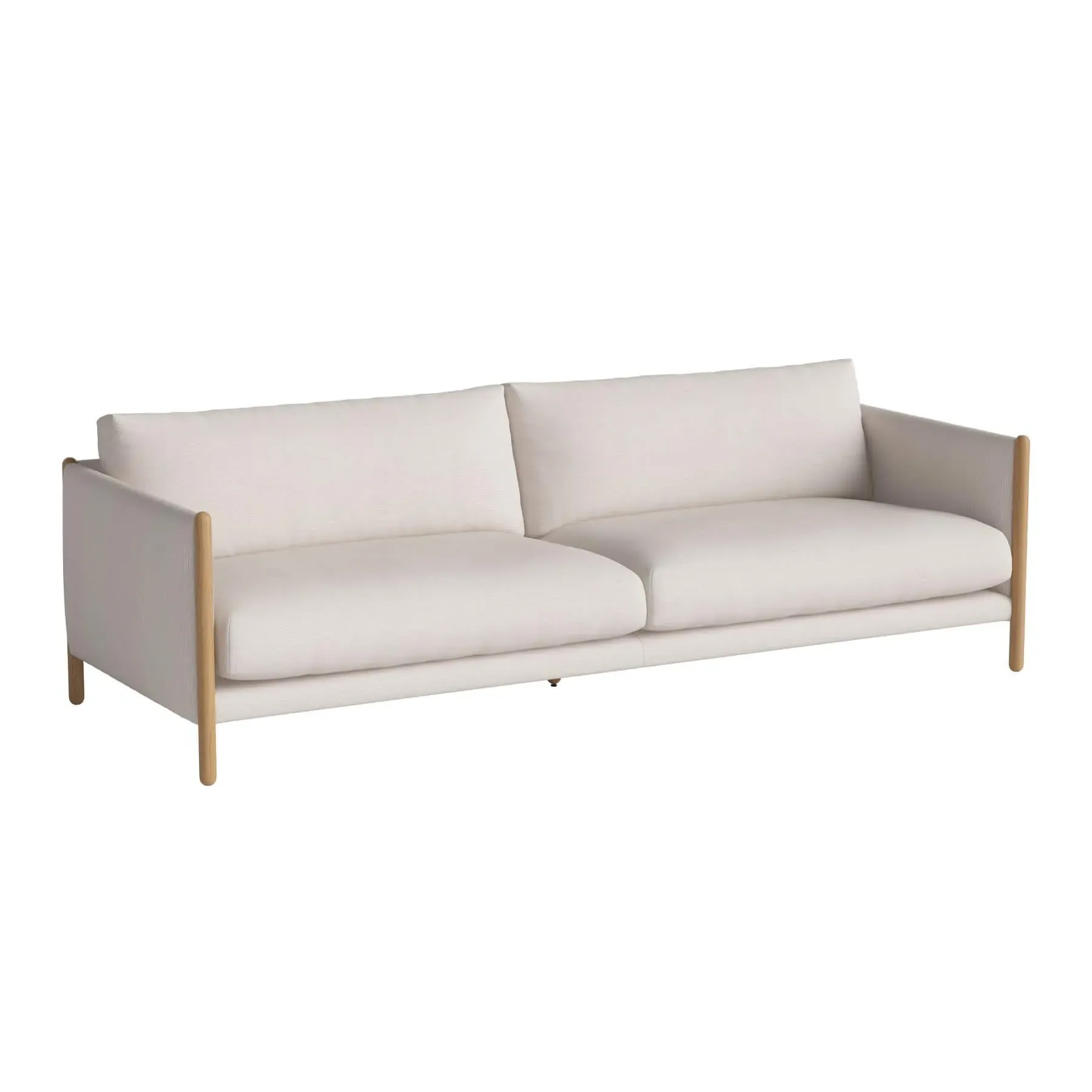 3-Seater Sofa with Padding - Beige, Oak