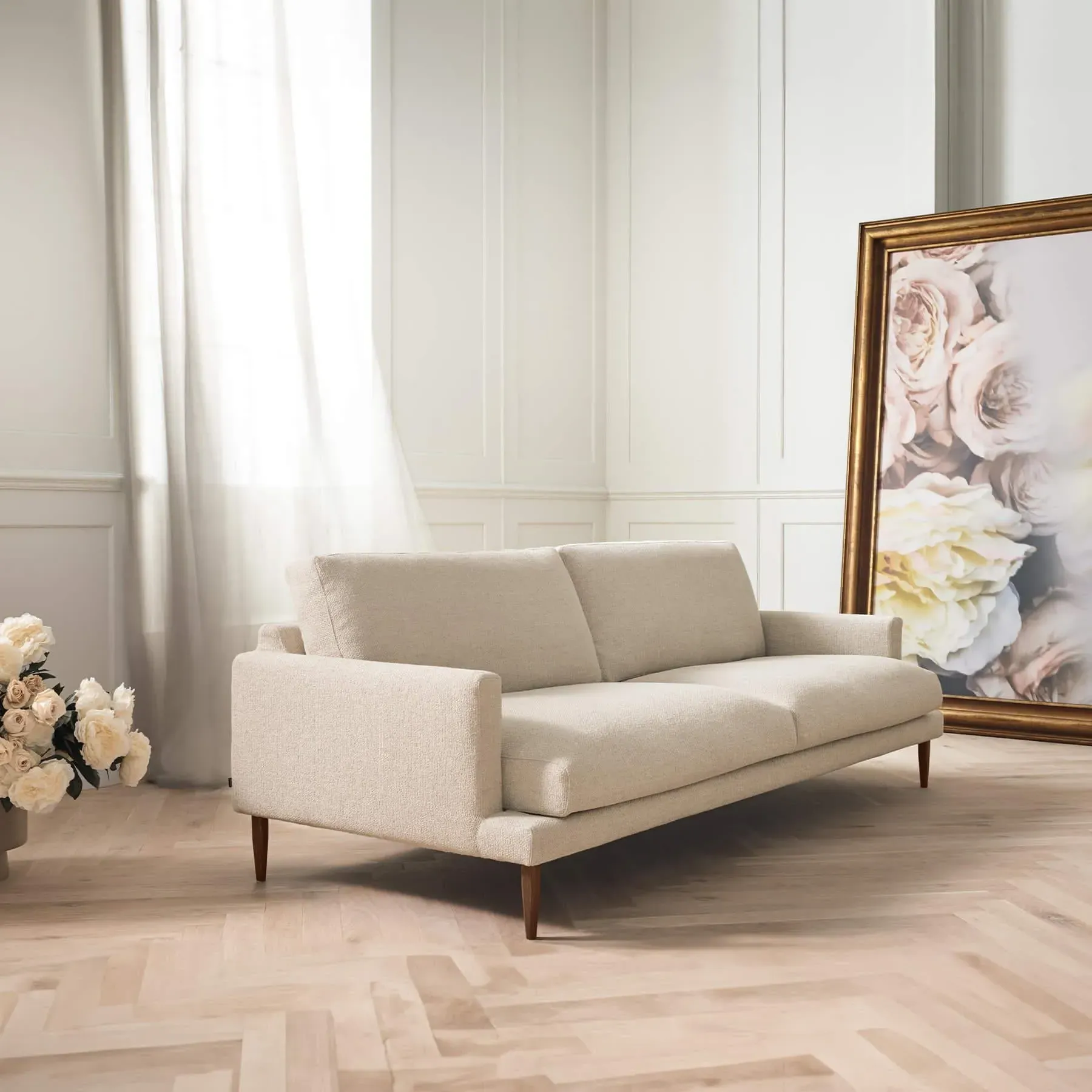 3-Seater Sofa with Removable Covers - Beige