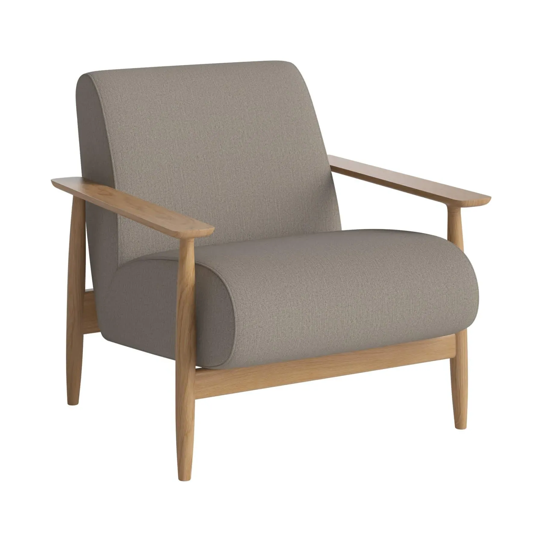 Armchair with Flat Armrests - Beige, Oak image