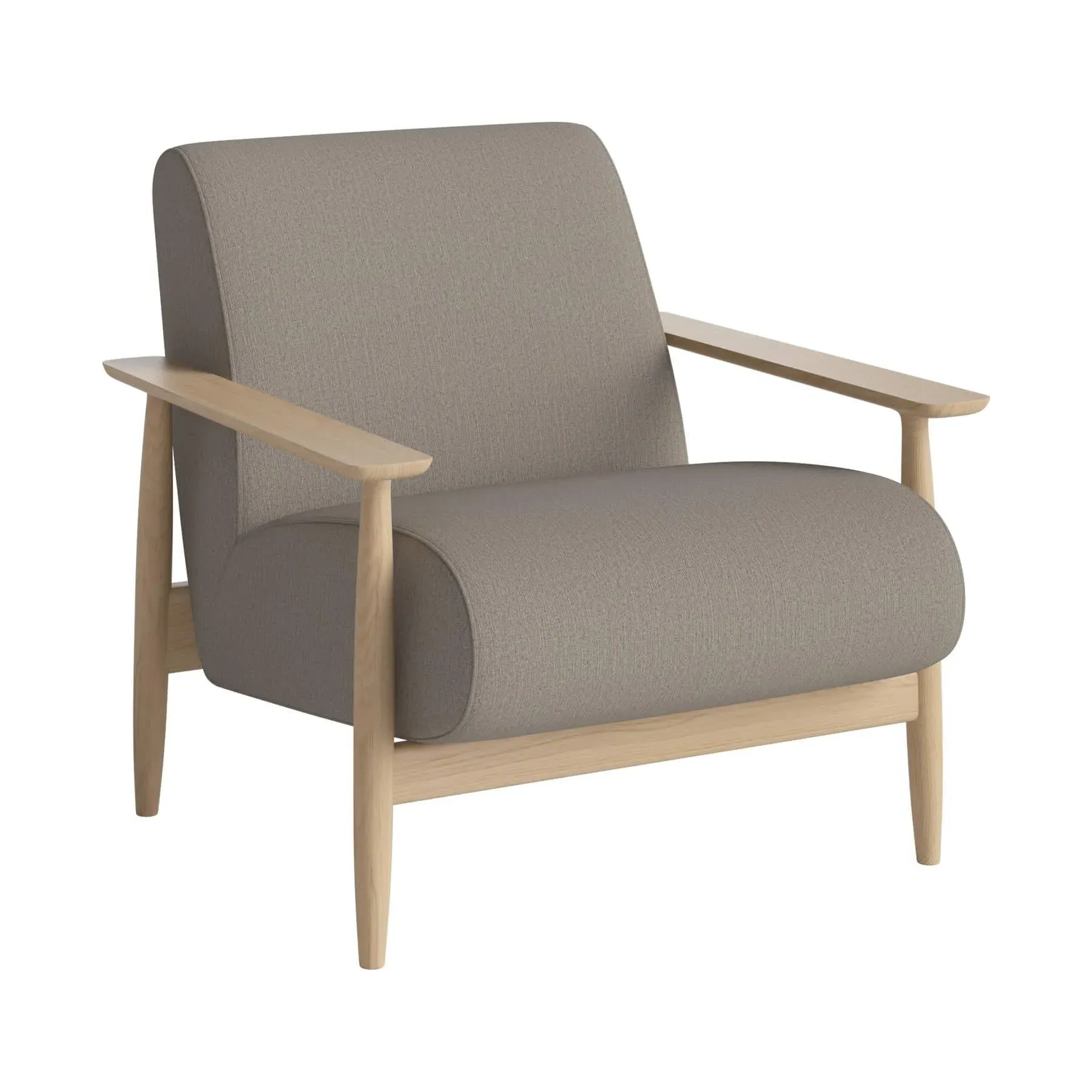 Armchair with Flat Armrests - Beige, Oak image