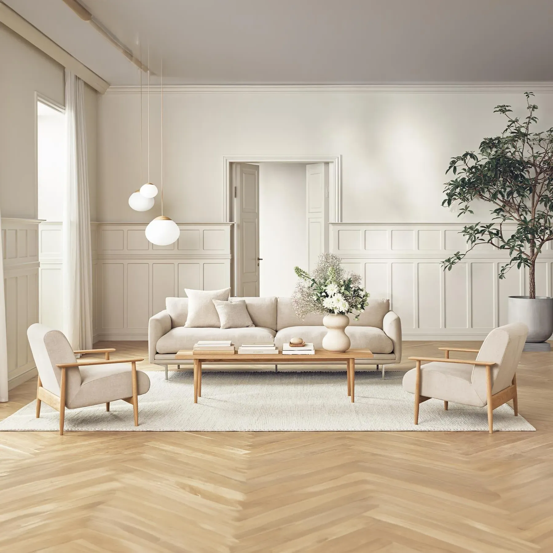 Armchair with Flat Armrests - Black, Leather