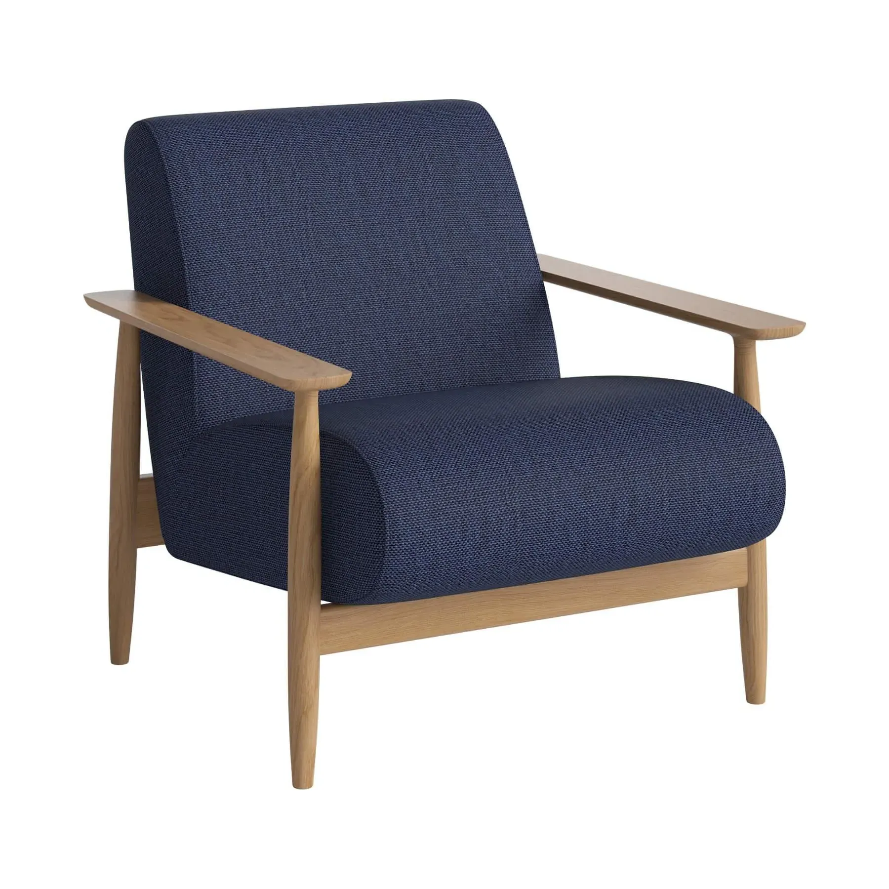Armchair with Flat Armrests - Blue, Oak