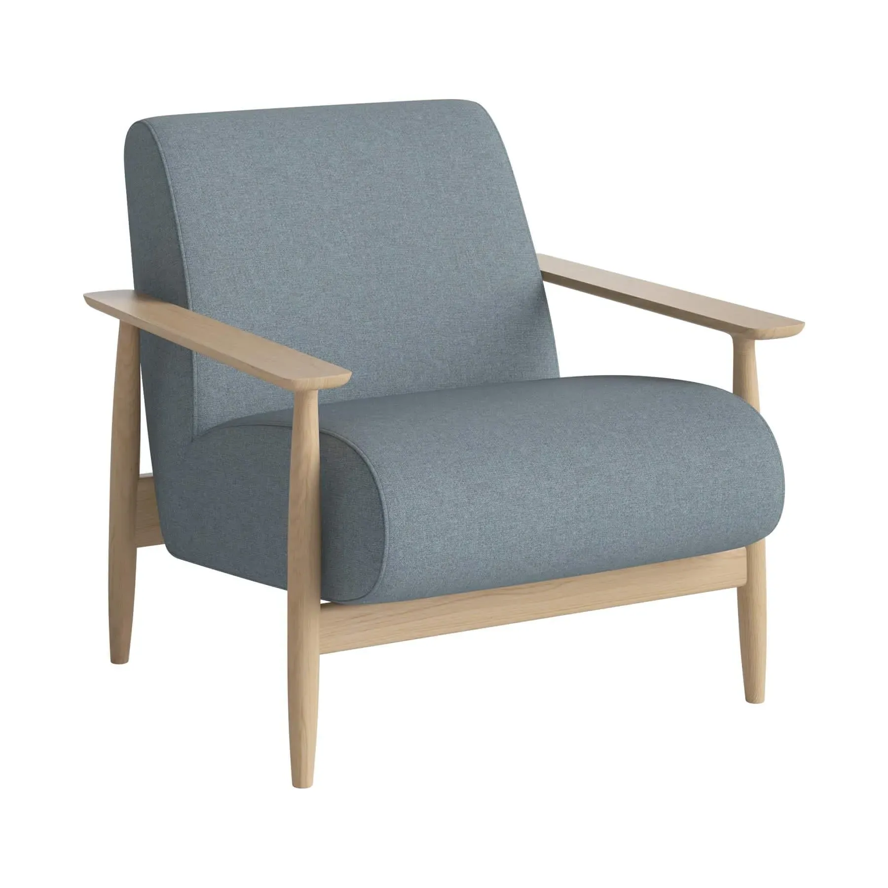 Armchair with Flat Armrests - Blue, Oak