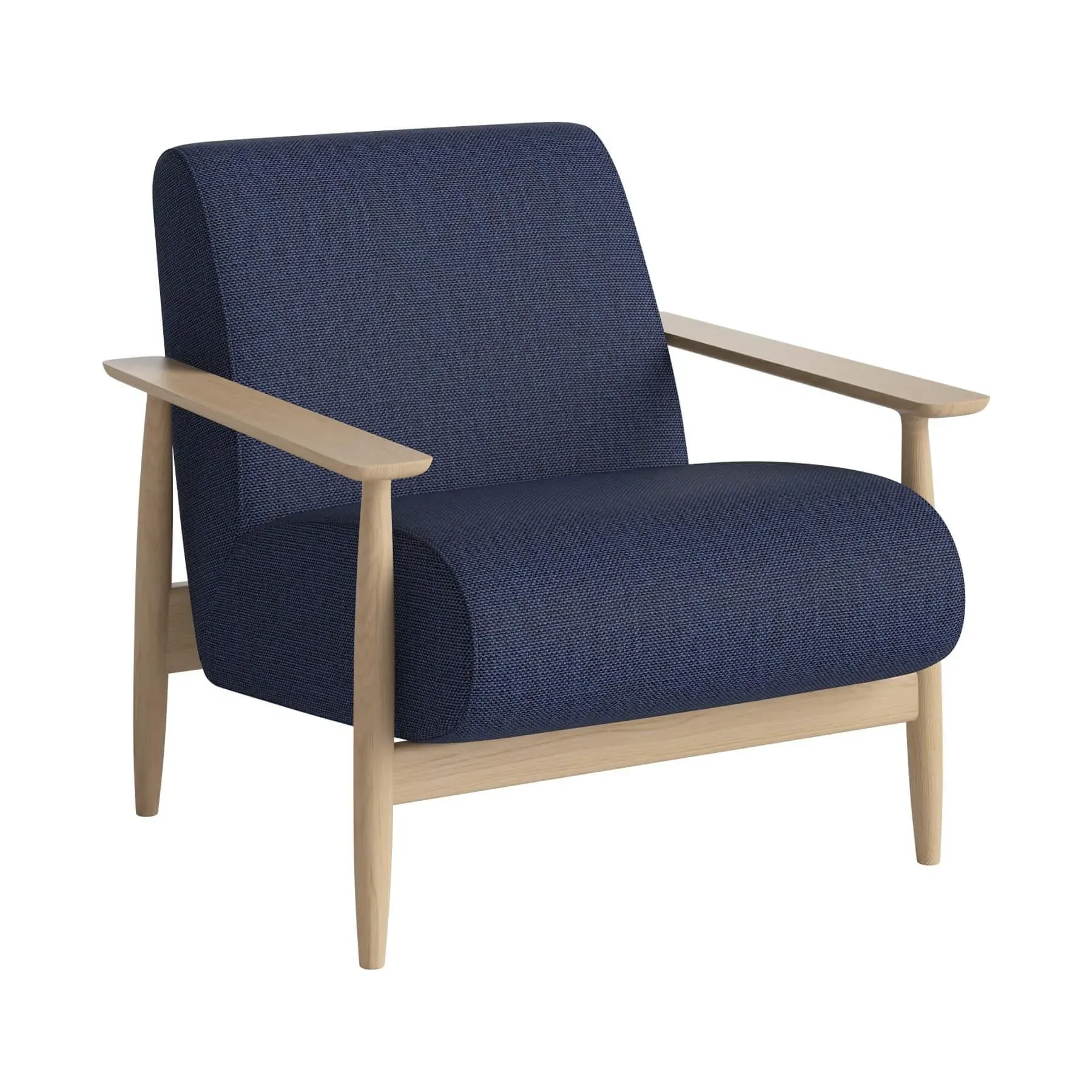 Armchair with Flat Armrests - Blue, Oak