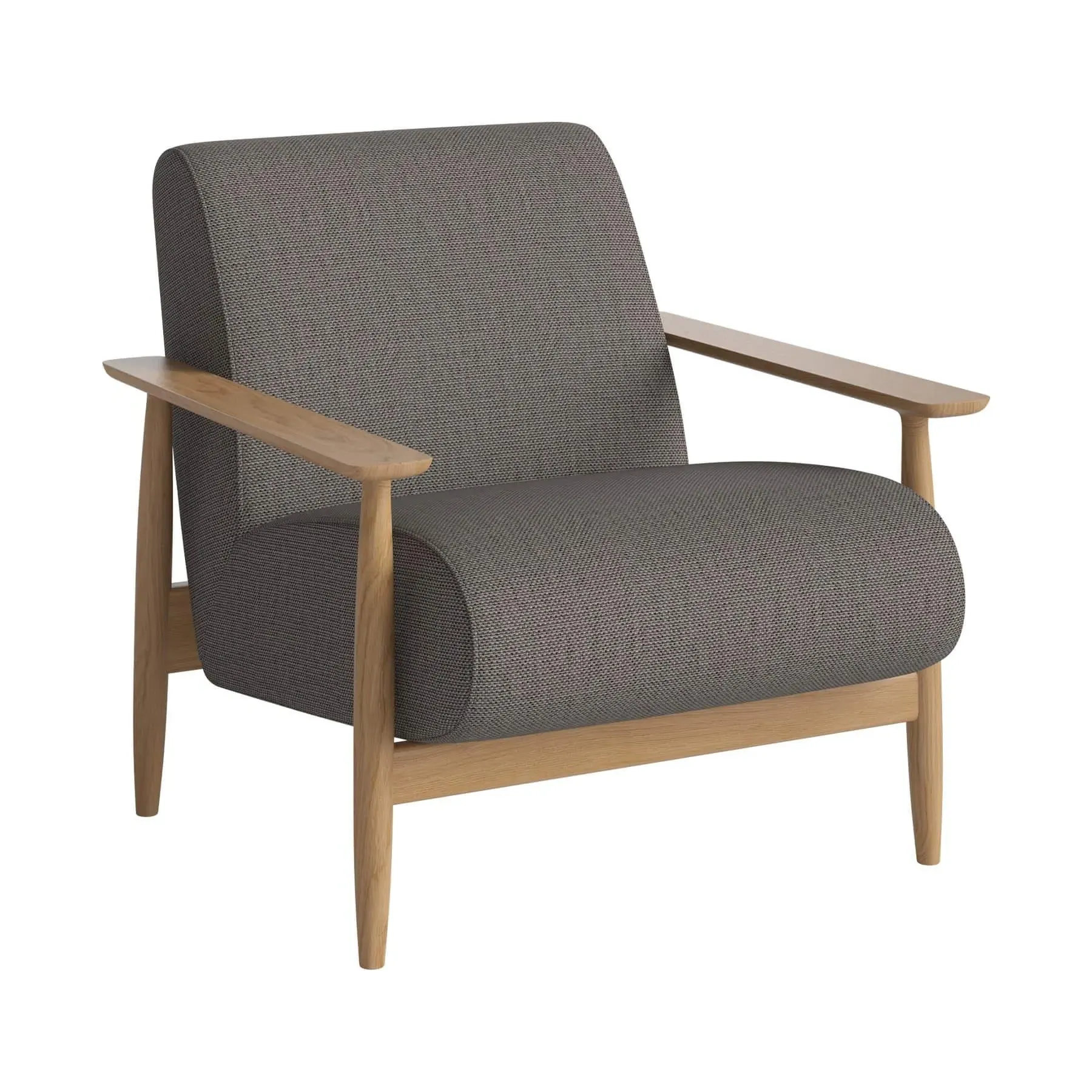Armchair with Flat Armrests - Brown, Oak