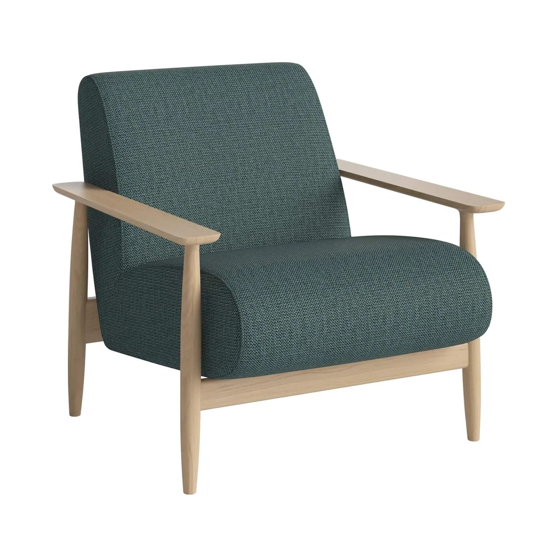 Armchair with Flat Armrests - Green, Oak