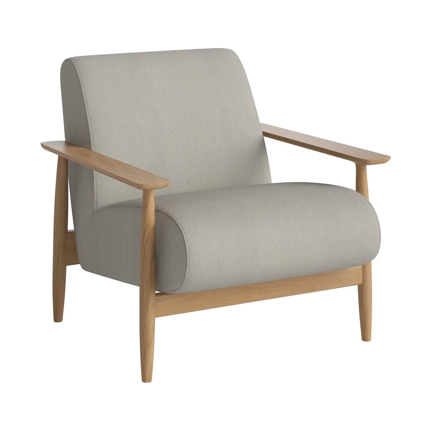 Armchair with Flat Armrests - Sand, Oak